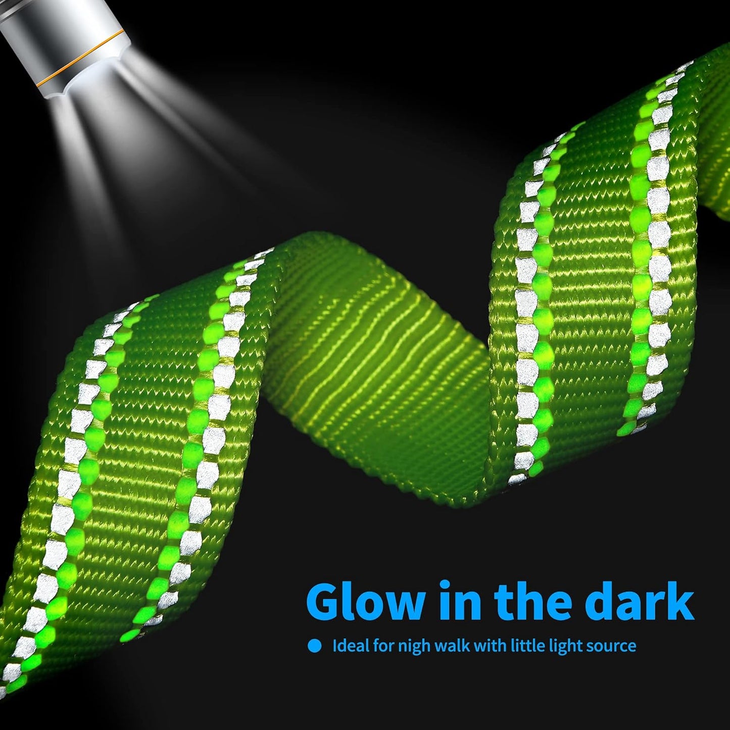 Nylon Night Light Glow Collar, Reflective Light up Dog Collar, Fluorescent Self-Luminescent Strap for Small Medium Large Dogs (Lime, S Neck11-15")